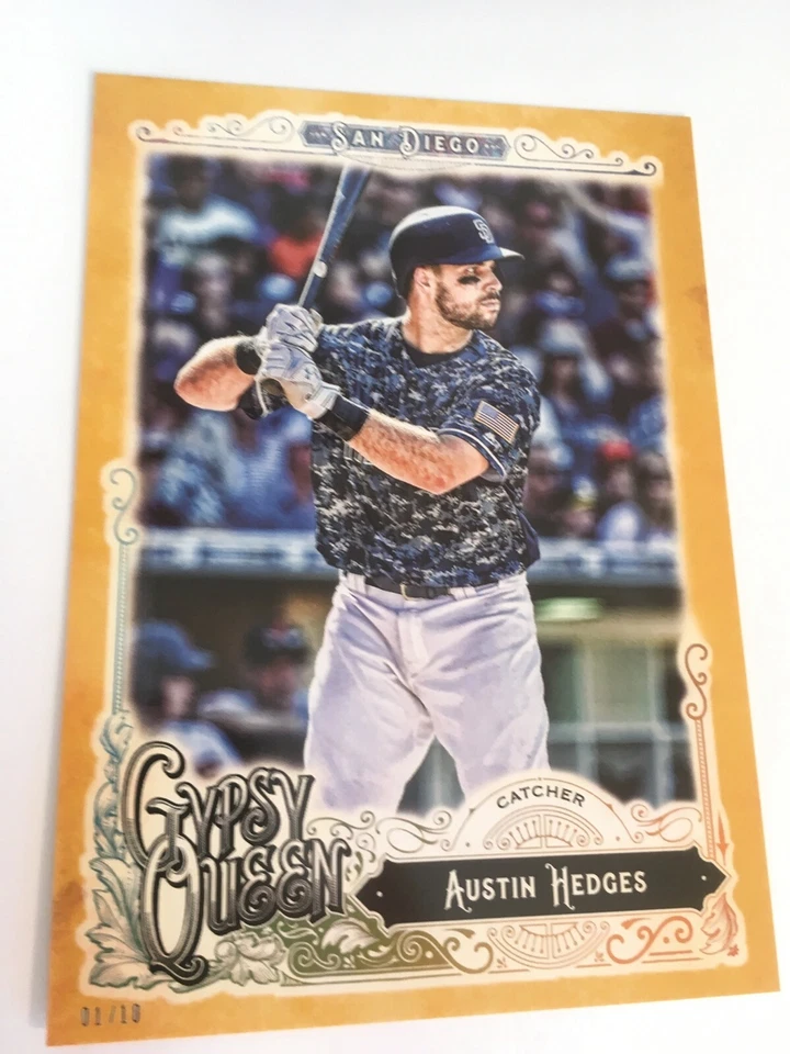 2017 Topps Gypsy Queen Jumbo 5x7 Austin Hedges Padres 184 #'d 02/10 Gold - Image 1 of 1