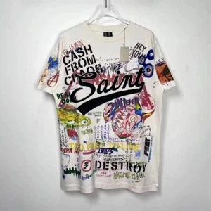 T-shirt uomo Saint Michael Cash From Saint Graffiti Art cotone bianco - Foto 1 di 8