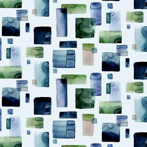 P&B Textilien - Edelsteine - Quadrate mit Abstand - blau grün, Stoff BTY - Bild 1 von 7
