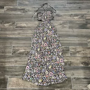 Promesa Flower Bomb Floral-Print Smocked Halter Maxi Dress Black Small - Picture 1 of 6