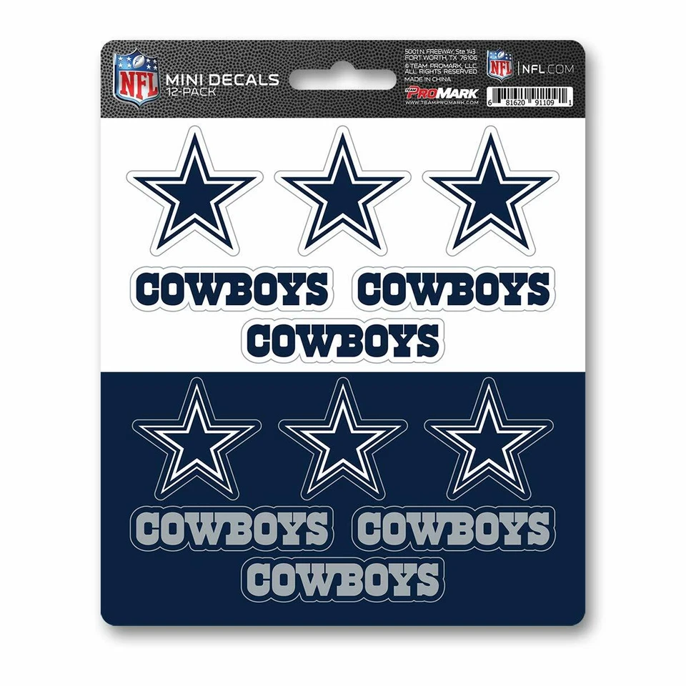 Team Promark Dallas Cowboys Decal Set Mini 12 Pack