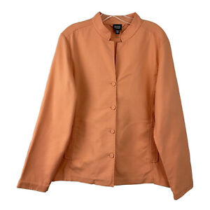 Eileen Fisher Blazer Melon Orange Jacket Thick Textured Button Pockets Fitted L
