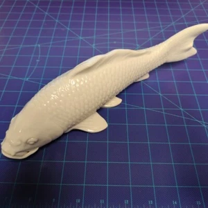Handgefertigte weiße Porzellan japanische Koi Fisch Statue 12" selten detailliert Künstler - Bild 1 von 14