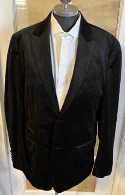 Blazer Hombre M Negro Terciopelo Tasso Elba Abrigo Deportivo - Diseño Paisley LN Foto 1 de 4
