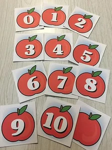 Apples - 0-10 Number Cards - Laminated Card Set- Pre-school- Kindergarten - Picture 1 of 3