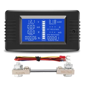 DC Battery Monitor Meter 100A Shunt 0-200V LCD Display Current for Car RV Solar - Picture 1 of 8