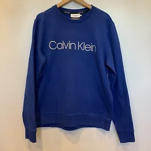 Calvin Klein Sweatshirt Mens Adult Size XL Blue Pullover Speel Out Logo - Picture 1 of 13