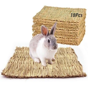 18 Pack Bunny Grass Mat Rabbit Natural Straw Woven Bed Small Animal Cages Hay... - Picture 1 of 7