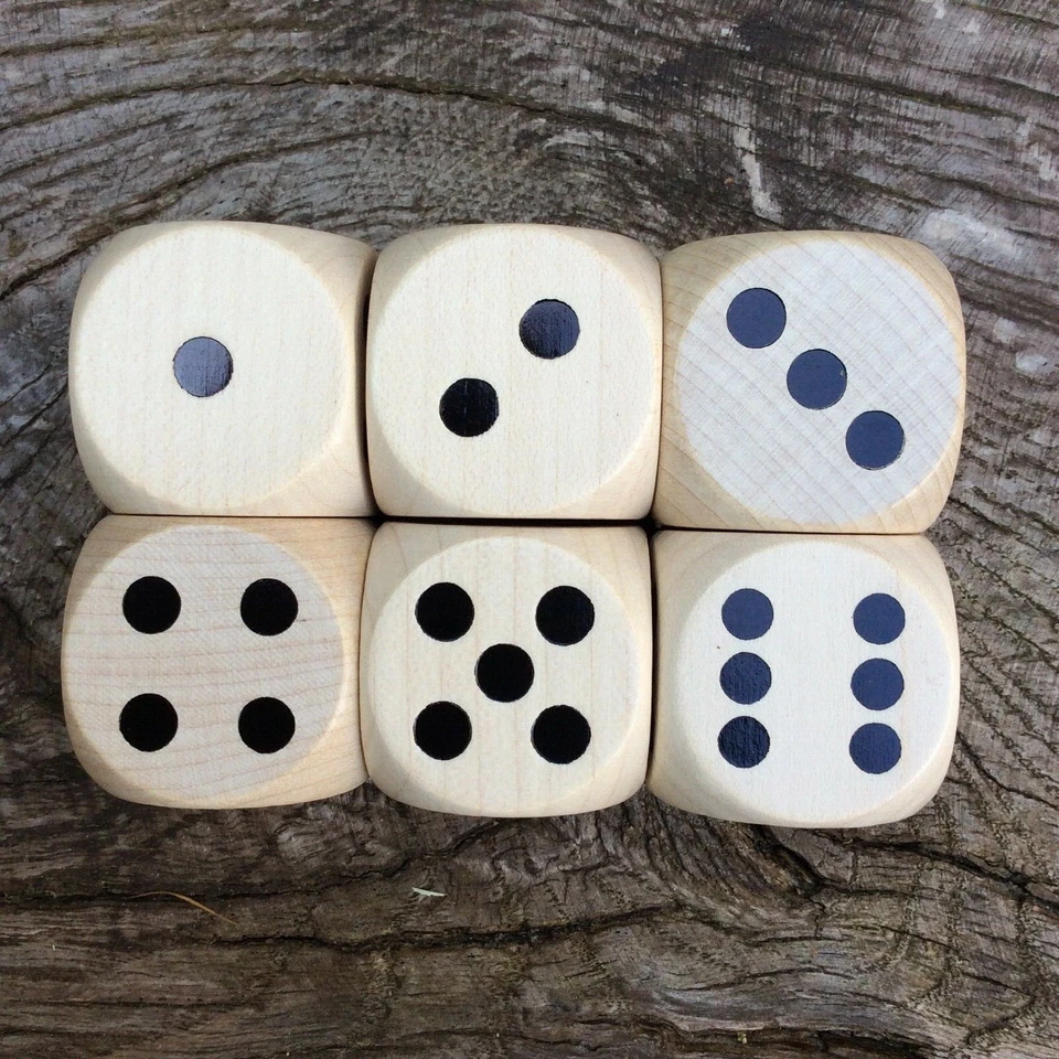 MARKENLOS 1 Holzwürfel Würfel groß 3x3 cm Punkte 1-6 Augenwürfel