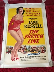 THE FRENCH LINE Orig. Póster de la película 1954 Linen Lined OS Jane Russell y Kim Novak - Imagen 1 de 7
