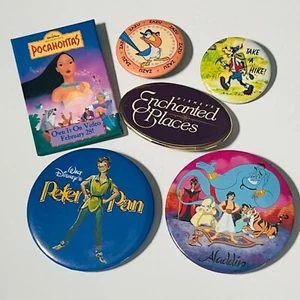 Disney Pin Back Botones - Lote de 6 - Pocahontas - Aladdin - Pan - Goofy - Zazu - Imagen 1 de 7