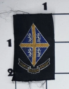 County Durham England Patch Badge Vintage Woven Sew On Rectangle - Picture 1 of 1