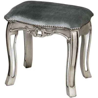 Silber Hocker Pouf Schminktisch Sitzhocker Polsterhocker Sitzbank Schemel Barock - Bild 1 von 4