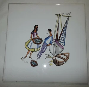 Vintage Fliese Marina, Kachel 50er/60er Jahre , Kachel 15 x 15 cm 206 - Bild 1 von 2