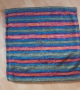 Babydecke , Wolldecke , Handarbeit , " Blau-Grün-Orange farbverlauf ", - Bild 1 von 6
