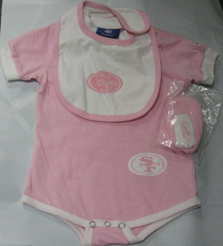 NFL SAN FRANCISCO 49ERS  PINK INFANT SET BIB & BOOTIES 18 MONTHS NEW Cover