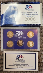 2006 US Mint 50 State Quarters Proof Set NV NE CO ND SD Orginal Box COA - Picture 1 of 3