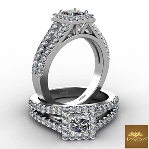 Geteilter Schaft Halo Französisch Pavé Prinzessin Diamant Verlobungsring GIA F VS1 1,25 ct - Bild 1 von 5