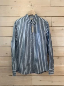 Neu mit Etikett J. Crew Baumwolle blau gestreift Knopfleiste Gr. M Einzelhandel $ 59,50 - Bild 1 von 5