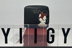 🐼💦 Kate Spade 🐼💦 Disney Minnie Mouse Zip Black Credit Card Wallet 🐼 D12 - Picture 1 of 10