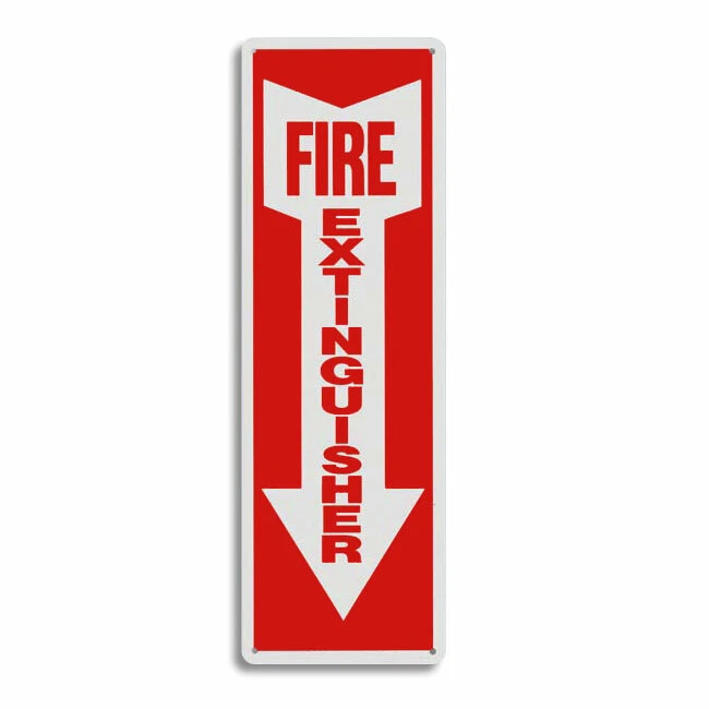 Fire Extinguisher Sign Rigid Plastic Arrow 4" X 12"