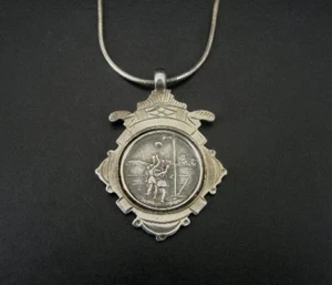 Necklace Silver Vintage Netball 1934-35 Sterling Silver Pendant Chain - Picture 1 of 4