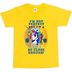 1 T-Shirt Kinder Jungen Ich bin nicht perfekt, aber ich bin Löwe, Einhorn Sternzeichen T-Shirt - Bild 1 von 30