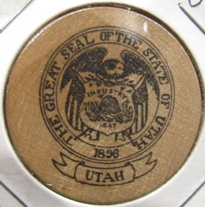 Vintage State Seal of Utah Wooden Nickel Token - UT - Picture 1 of 2