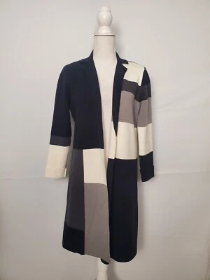 Cárdigan suéter chaqueta para mujer Calvin Klein negro marfil gris bloques de colores pequeño Foto 1 de 4