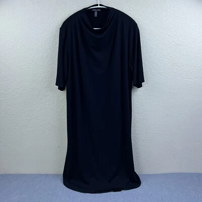 Eileen Fisher Dress Womens XL Black Drape Neck Viscose Jersey 1/2 Sleeve Stretch - Image 1 of 4