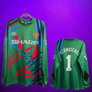 Goalkeeper Manchester United 1992 - SCHMEICHEL #1 - Green - 2XL (Run Small) - Picture 1 of 20
