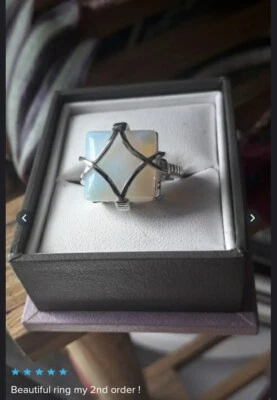 * 新尺寸*惊艳! 独特天然 925 纯银月石戒指 — 第 1/4 张图片