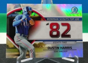 Dustin Harris Refractor 2023 Bowman cromo #BTP-82 Top 100 Texas Rangers  - Imagen 1 de 2