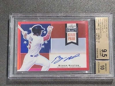 BYRON BUXTON 2014 Leaf Metal Draft AUTO State Pride Red RC #/3 BGS 9.5 AUTO 10 - Image 1 of 3