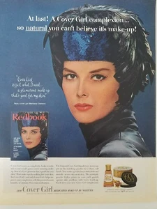 1963 Cover Girl Noxzema medizinisches Make-up Barbara Clement blau schwarz Feder Werbung - Bild 1 von 1