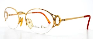 Christian Dior Vintage Brille 2811 40 52-18 Gold Metall Halbrand Oval +Etui - Bild 1 von 11