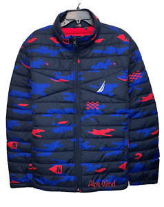 Nautica Men's Quilted Puffer Jacket Coat Blue Outdoor Water Resistant SZ.L  $198