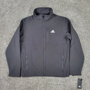 Adidas Golf Jacket Mens Small S Black Softshell Full Zip Mock Neck ADVR0804 NWT - Picture 1 of 13