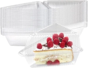 50 Pcs Cake Slice Containers with Lid, Clear Plastic Small, Triangle 50 Pack - Picture 1 of 6