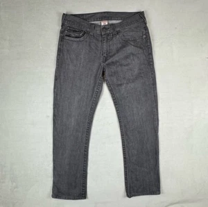 Vintage True Religion Jeans Mens 36 Gray Black Leather Logos Billy Y2K 2000s - Picture 1 of 14