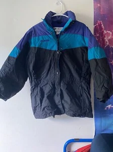 VTG 1990s Columbia Purple , Blue (Teal) & Black Coat Women's Size Medium - Picture 1 of 7
