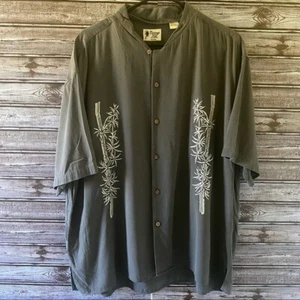 Camisa vintage de seda para hombre 100 % seda manga corta con botones talla XXL gris blanco - Imagen 1 de 10