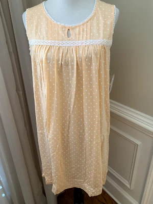 Croft and Barrow Camisón XL Vestido Mezcla Algodón Tejido Nuevo Con Etiquetas Melocotón Lunares Chemise Foto 1 de 4