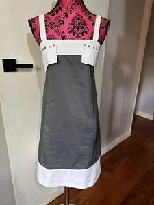 Lisa Ho 10 Dress A Line Grey White Silver Studs Pockets Adjustable Straps EUC - Picture 1 of 13