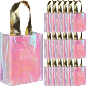 20 Pieces Iridescent Gift Bags Bulk Reusable Party Favor Tote Bags with Handl... - Picture 1 of 7