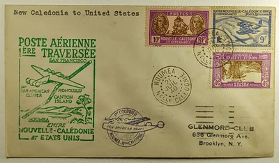 Servicio de correo aéreo de primer vuelo de Nueva Caledonia 1940 entre Noumea y San Francisco Foto 1 de 2