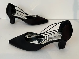 Easy Street Moonlight schwarze Stoff-Abendsandalen mit gebundenen Ledersohlen Größe 5,5 - Bild 1 von 13