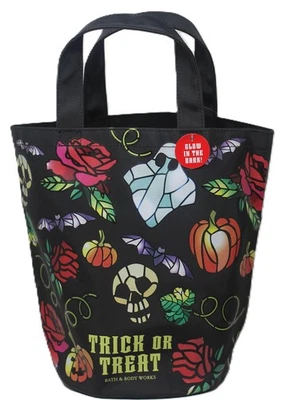 Bolso de Mano Bath & Body Works Calavera Fantasma Truco Golosina Brilla en la Oscuridad Reflectante Nuevo Foto 1 de 3
