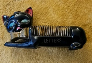 Portapenne e lettere gatto nero MCM ceramica vintage 7" - Foto 1 di 12
