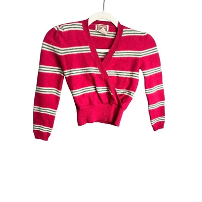 Suéter Corto De Lana Esquina Informal De Colección Para Mujer M Preppy Cómodo Rayas Foto 1 de 4